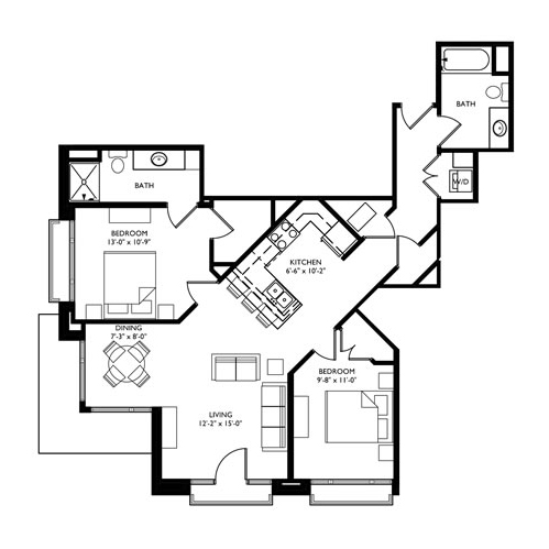 The Monroe 2 Bedroom - Unit J