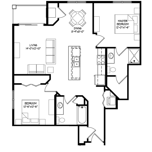 Parman Place 2 Bedroom - Unit Style A