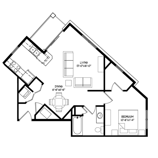 Parman Place 1 Bedroom - Unit Style D