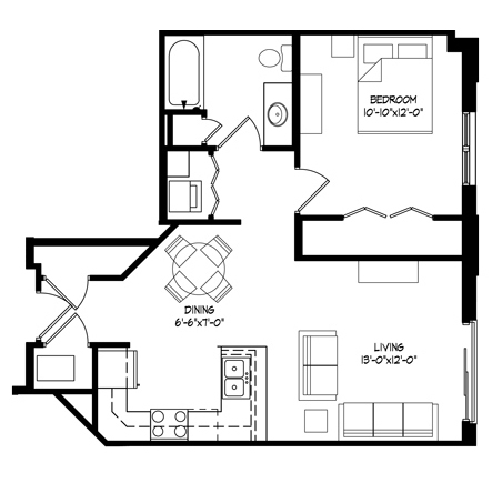 Parman Place 1 Bedroom - Unit Style E