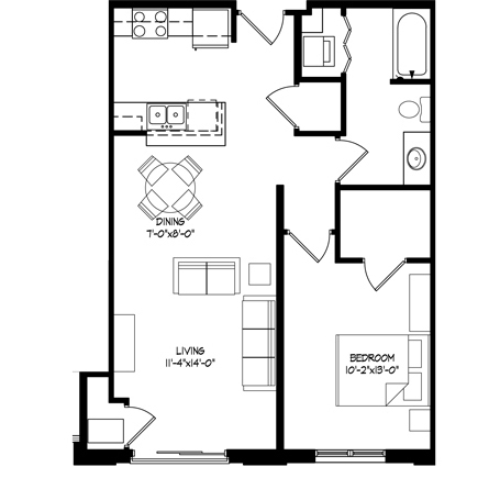 Parman Place 1 Bedroom - Unit Style G