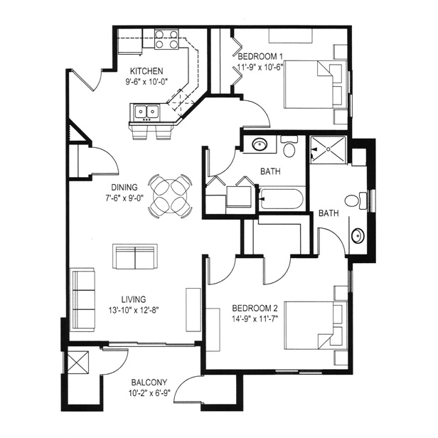 Hawks Landing 2 Bedroom - Building D Unit A1