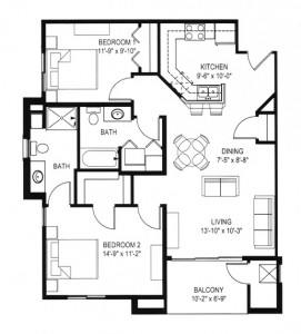 Hawks Landing 2 Bedroom - Building D Unit A2