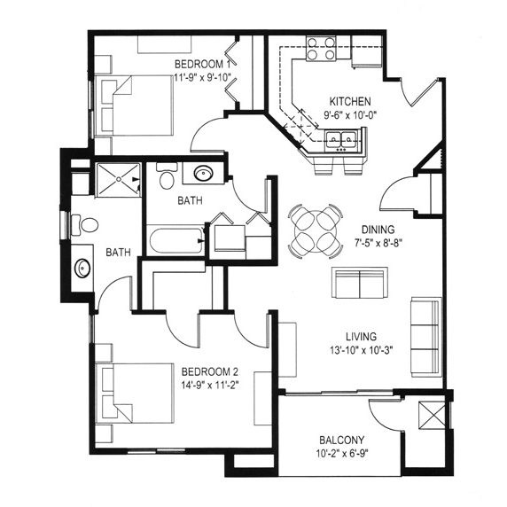 Hawks Landing 2 Bedroom - Building D Unit A2