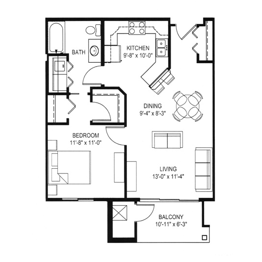 Hawks Landing 1 Bedroom - Building D Unit B