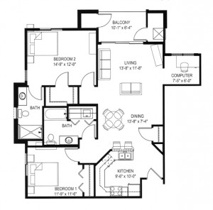 Hawks Landing 2 Bedroom - Building D Unit G