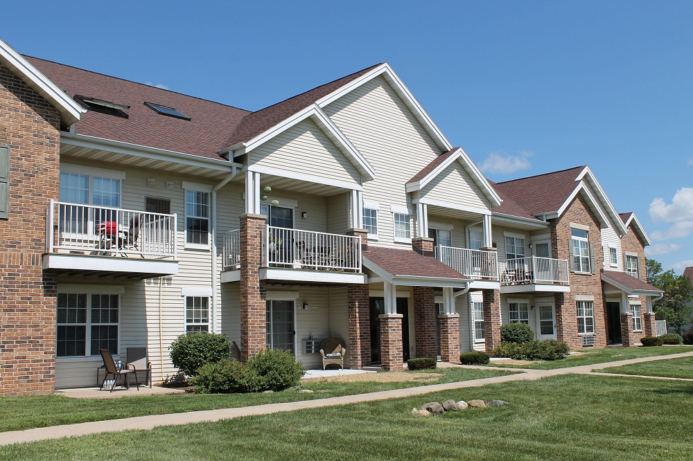 Apartment complex and lawn