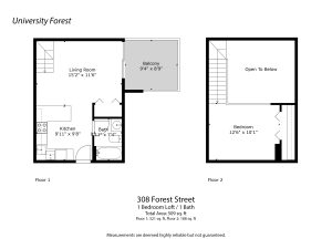 University Forest 1 Bedroom + Loft floor plans