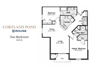Floor Plan for Cortland Pond Two Bedroom Unit A